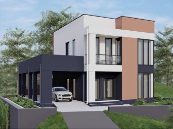 Двухэтажный дом с террасами, балконом и  четырьмя спальнями